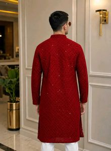 ❣️✨ Luxury Men's Red Sequined Kurta