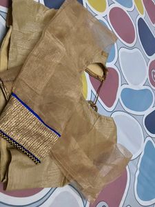 Navy blue and beige colour saree