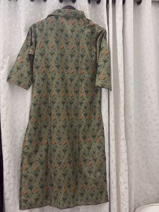 Elegant Olive Green Floral Print Kurta