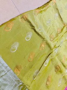 Vibrant Green &amp; Pink Saree