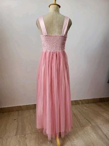 Pink Lace &amp; Tulle Maxi Dress