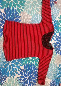 Striped Red Girls Top