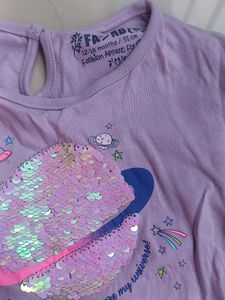 branded seqiuned lilac top for kids