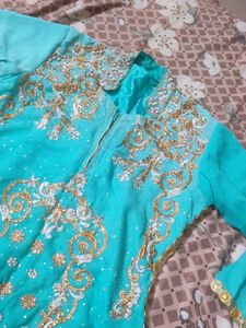 Turquoise Embellished Kurta Set