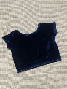 Navy Blue Velvet Blouse
