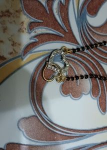 Diamond Heart Shaped Mangalsutra Chain With Earrings