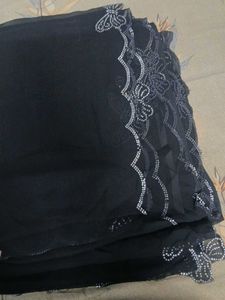 Elegant Black Saree with Embellished Border
