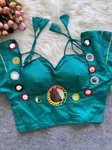 Yellow Mirror Work Blouse