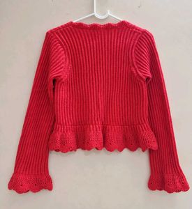 Red Ribbed Knit Sweater