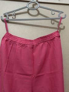 Pink Wide Leg Cotton Pants