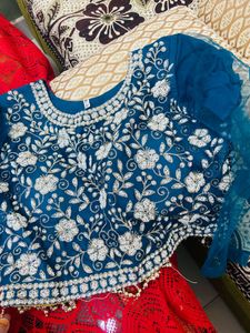 blue crop top fully embroidered