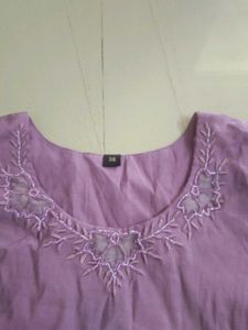 Purple Embroidered Kurta  set suit