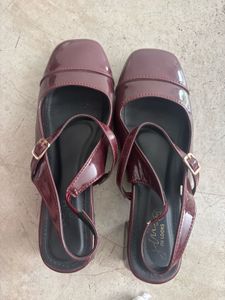 Maroon Patent Slingback Sandals