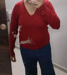 Cozy Red V-Neck Sweater