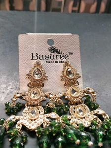 Basuree Green Stone Earrings