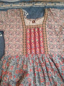 beautiful jaipuri print cotton short anarkali kurt