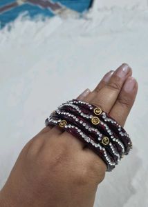 Set of 8 Red and Maroon Bangles with Embellishment