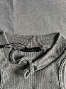 Grey Ribbed Sleeveless Top