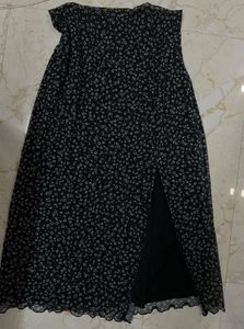 Black Floral Maxi mesh skirt