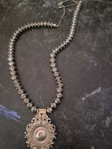 Oxidized Silver Ethnic Necklace