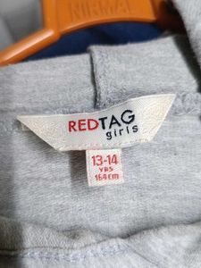 Gray hooded dress with color block