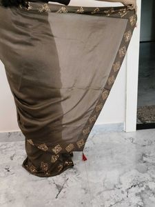 Elegant Brown Embellished Saree