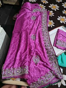 Stunning Embroidered Pink Saree