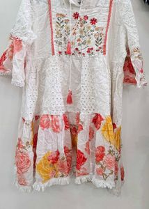 Boho Floral Embroidered Tiered Kurta