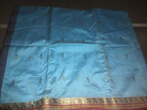 Exquisite Blue Cotton Linen Saree