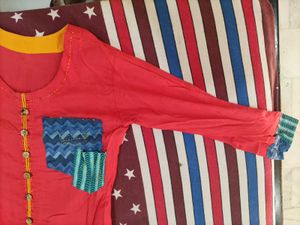 Stylish Pink Kurta with Unique Patchwork