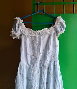 Light Blue Floral Print Dress Bridgerton inspired