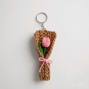 Crocheted Tulip Flower Bouquet Keychain