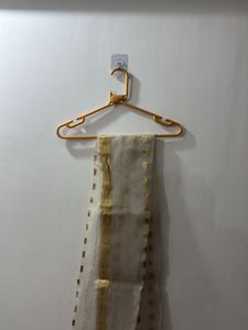 Elegant White Dupatta with Gold Foil Print