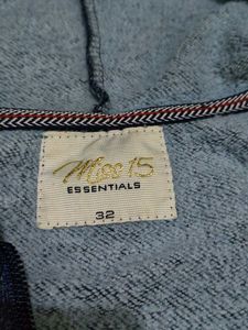 Trendy Denim Look Zip-Up Hoodie