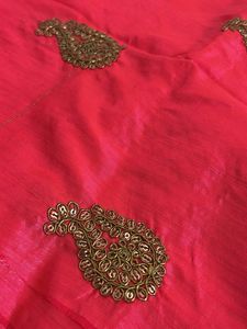 Vibrant Pink Embroidered Blouse Fabric