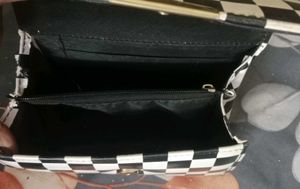 Checkered Clutch with Gold Chain