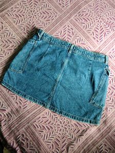 Denim Cargo Mini Skirt