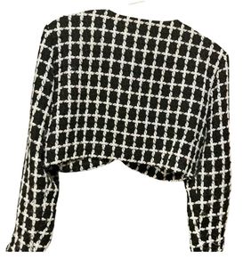 Chic Black and White Checkered Cropped Jacket