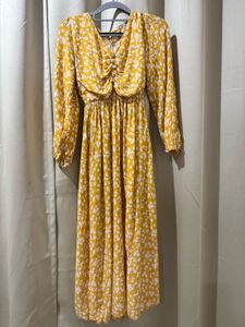 Yellow Floral Print Maxi Dress