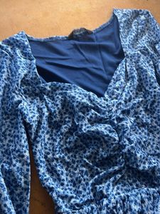 Blue Floral Midi Dress
