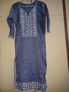 Shark Grey Kurti ,Simple Kari, V Neck, L Size