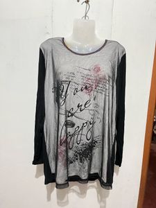 Sheer Graphic Print Long Sleeve Top