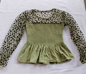 Leopard Smocked Peplum Top