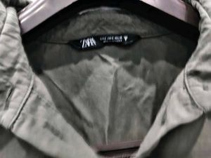 Zara Oversized Baggy Grey Button-Up Shirt