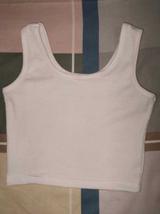 Ribbed White Cropped Tank Top