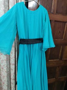 Beautiful Teal Gown with Black Belt