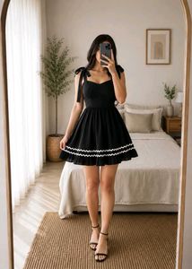 Chic Black Tie-Shoulder Mini Dress