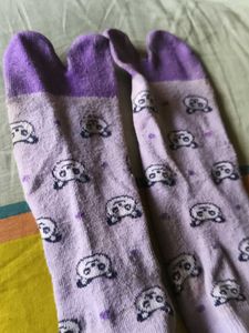 Cute Panda Toe Socks Purple Colour