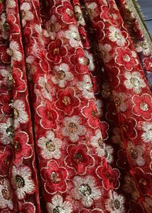 Mata Rani Embroidered Golden Lace Chunri