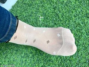 Sheer Patterned Socks with Anklet